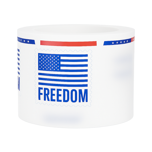 100 Roll Freedom Flag Postage Stamp Stickers – Patriotic USA Label Roll